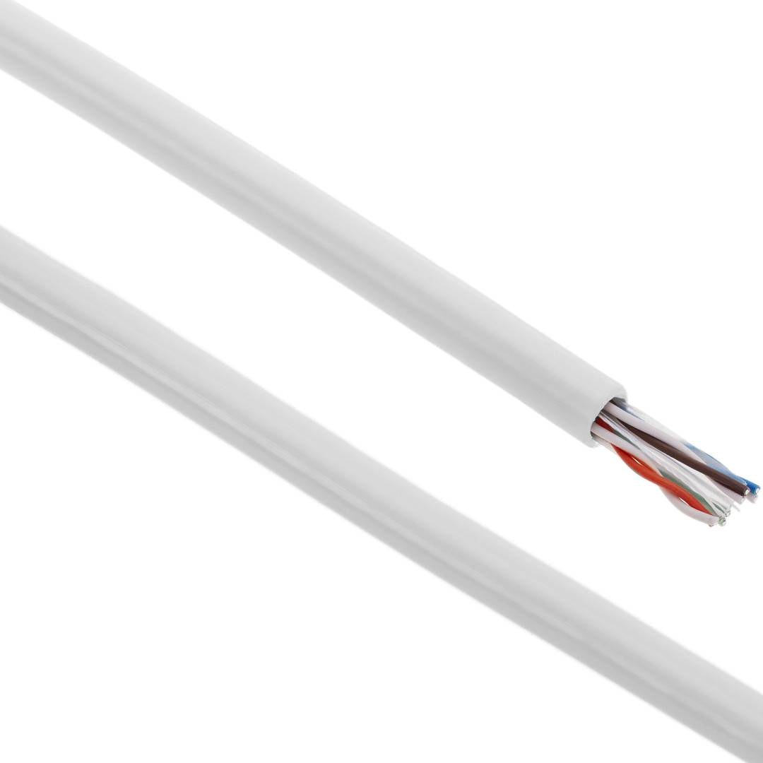 Bobina de cable de red ethernet Cat. 6 UTP de 305 m CCA rígido de color blanco para exterior