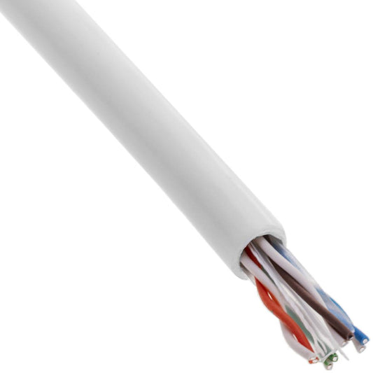 Bobina de cable de red ethernet Cat. 6 UTP de 305 m CCA rígido de color blanco para exterior