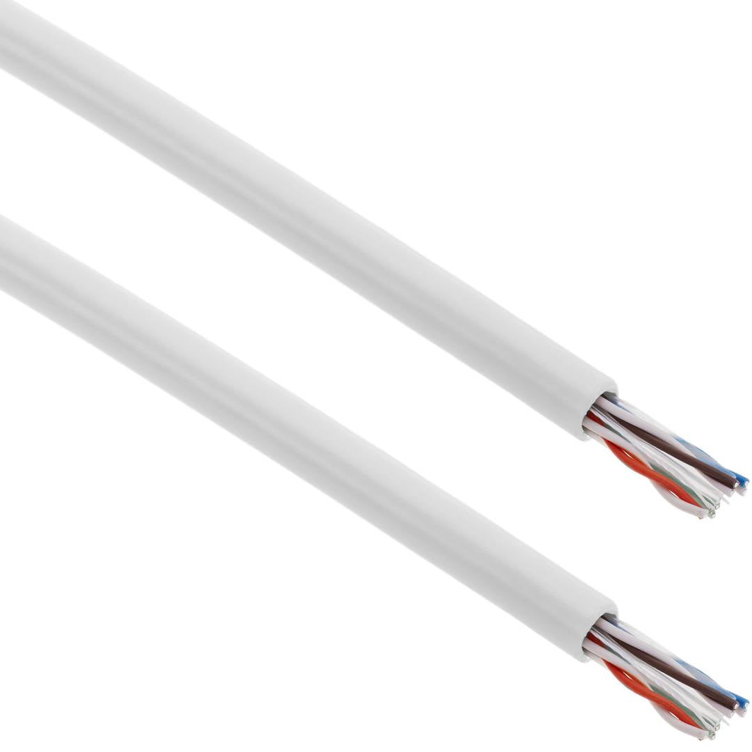 Bobina de cable de red ethernet Cat. 6 UTP de 305 m CCA rígido de color blanco para exterior
