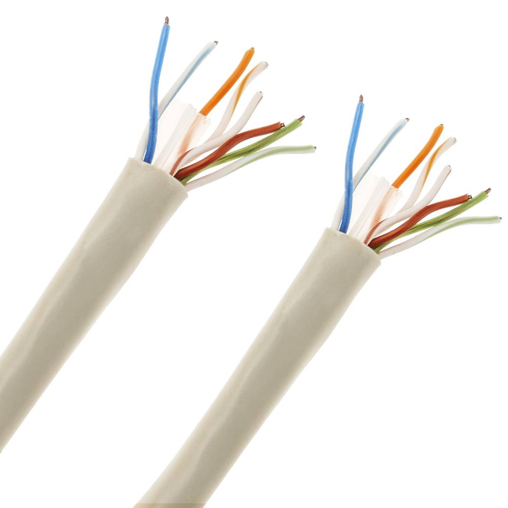 Bobina de cable de red LAN UTP categoría cat.6 24AWG CCA rígido gris 100 m