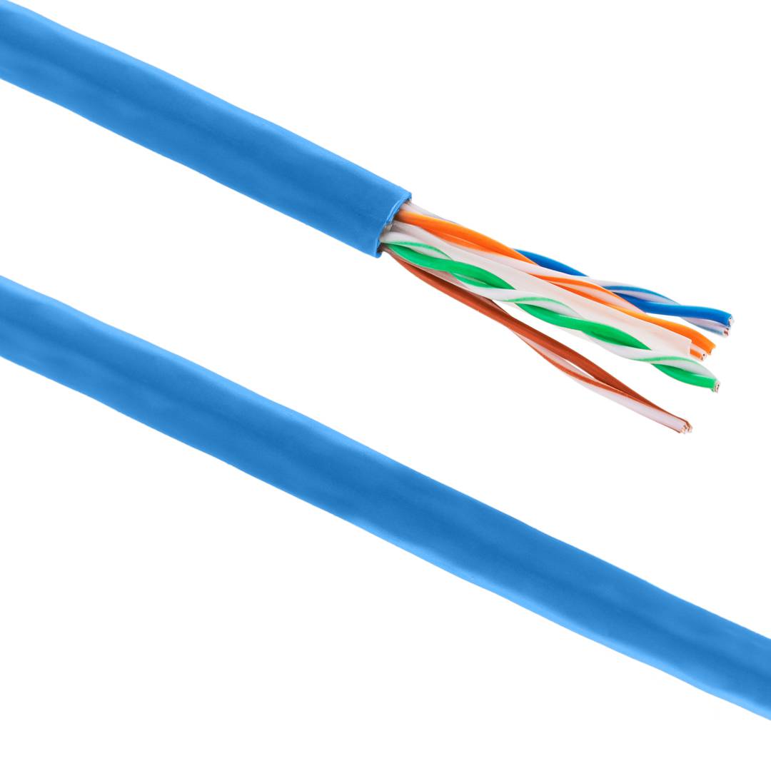 Bobina de cable de red LAN UTP categoría cat.6 23AWG CCA rígido azul 305 m