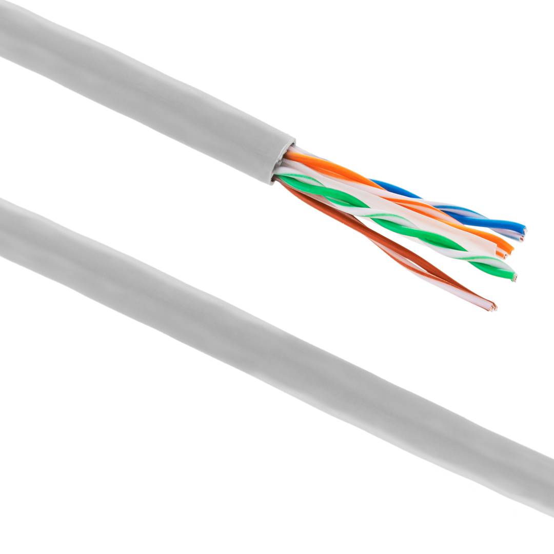 Bobina de cable de red LAN UTP categoría cat.6 23AWG CCA rígido gris 305 m