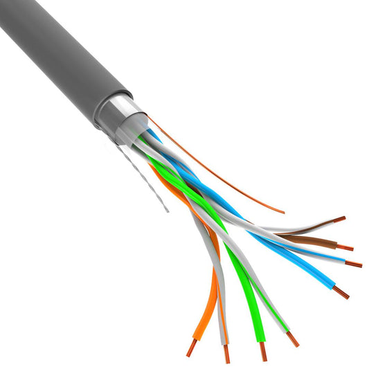 Bobina de cable de red ethernet Cat. 5e FTP de 305 m rígido de color gris fluke tested LCF5-11CU-0305-S