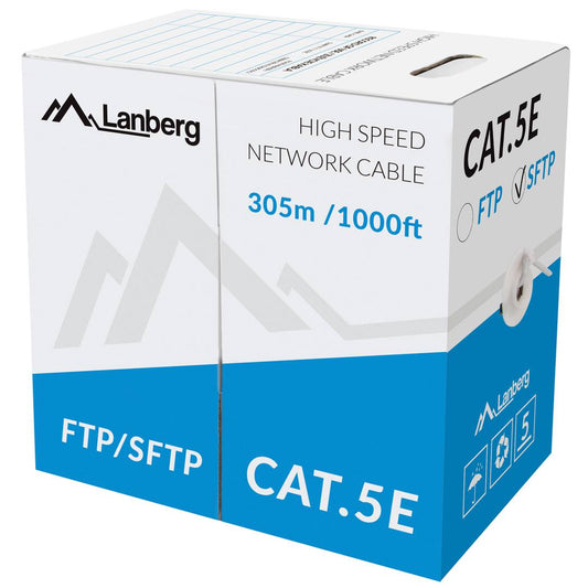 Bobina de cable de red ethernet Cat. 5e FTP de 305 m rígido de color gris fluke tested LCF5-11CU-0305-S