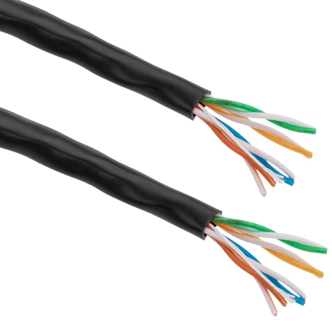 Bobina de cable de red ethernet Cat. 5e UTP CCA de 100 m rígido de color negro