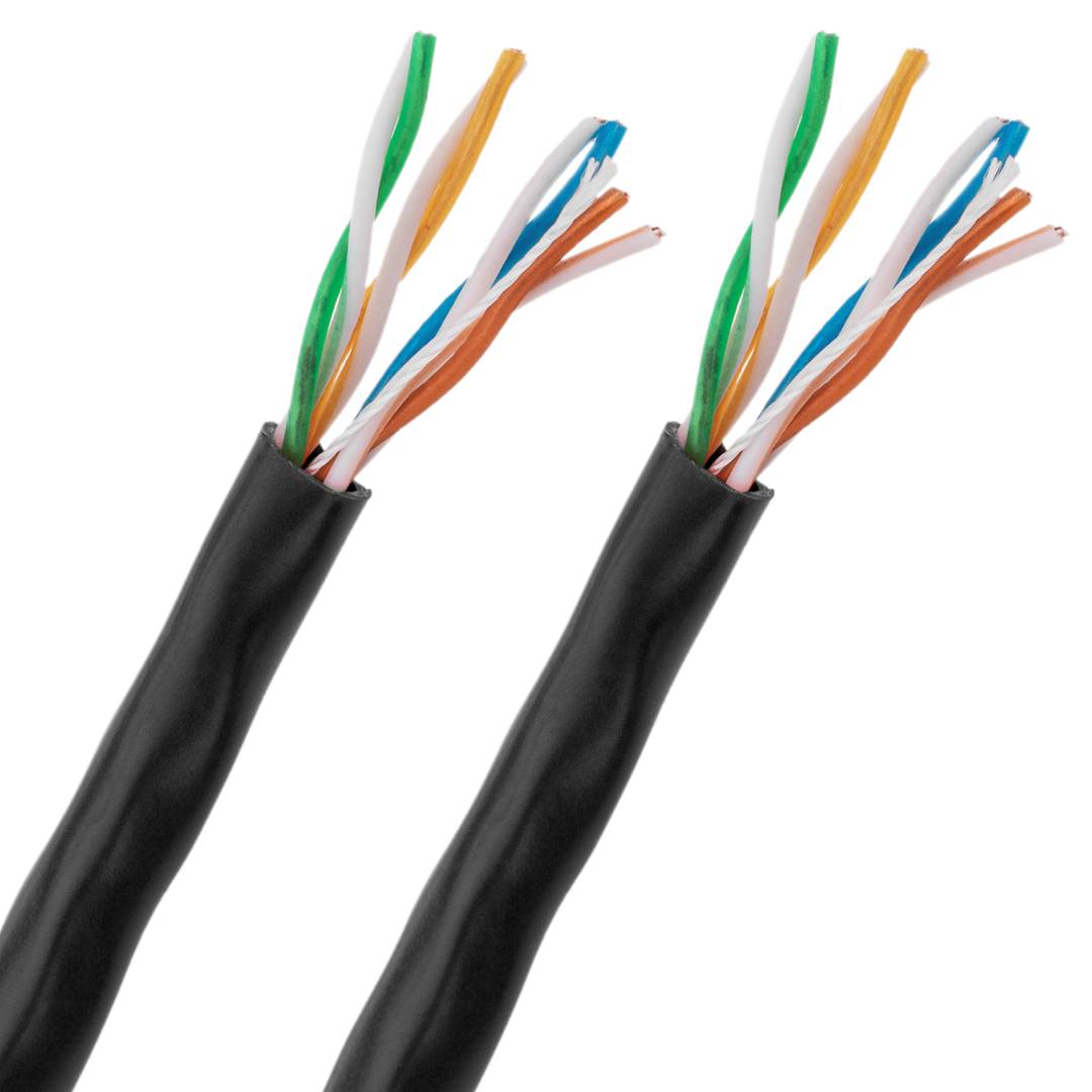 Bobina de cable de red ethernet Cat. 5e UTP CCA de 100 m rígido de color negro