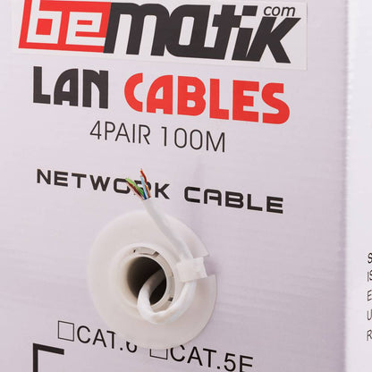 Bobina de cable de red ethernet Cat. 5e UTP CCA de 100 m rígido de color gris