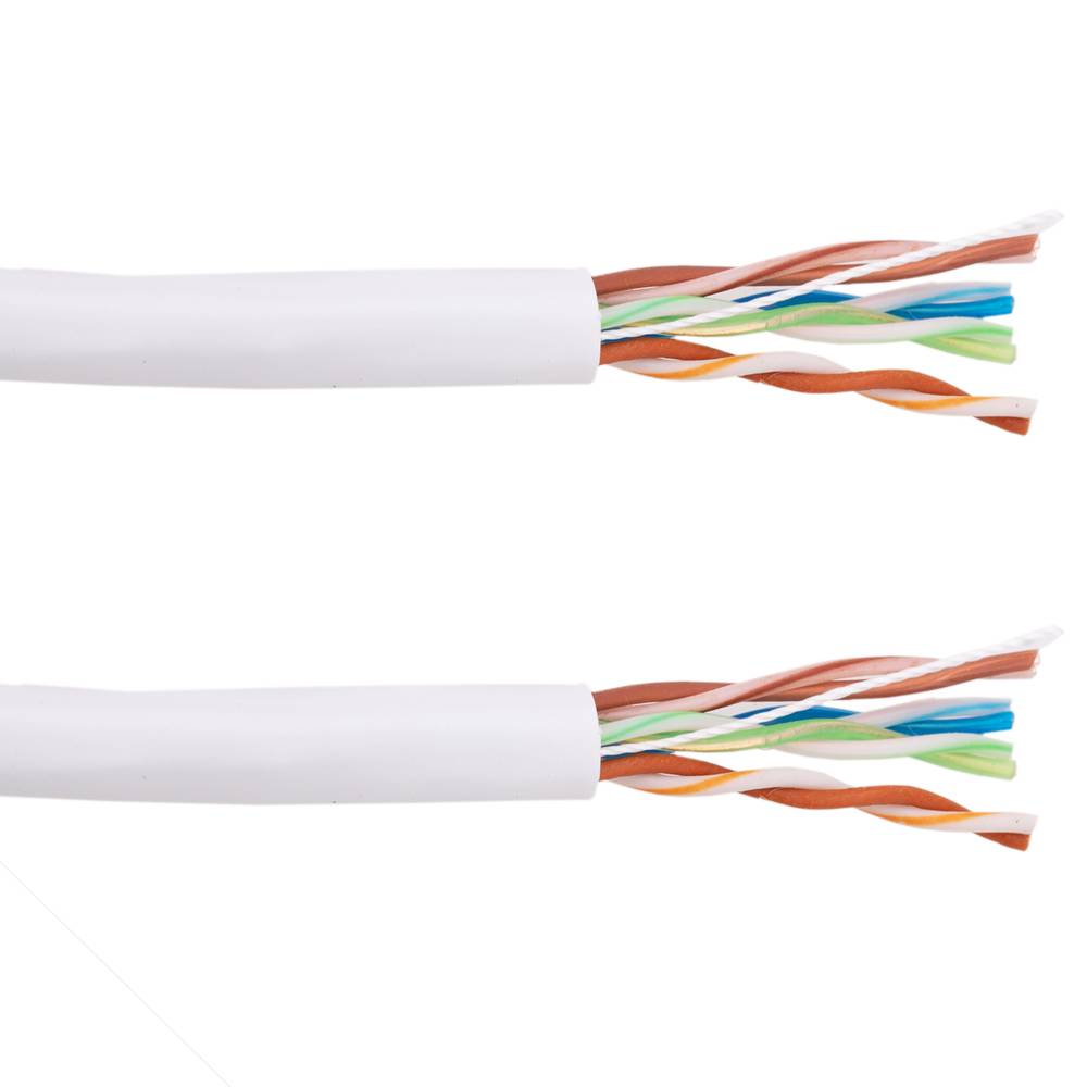 Bobina de cable de red ethernet Cat. 5e UTP CCA de 100 m rígido de color gris