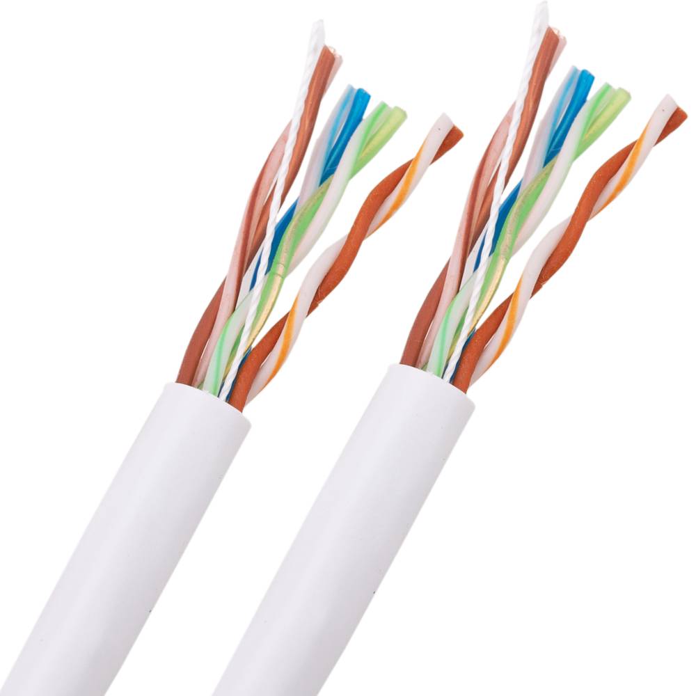 Bobina de cable de red ethernet Cat. 5e UTP CCA de 100 m rígido de color gris