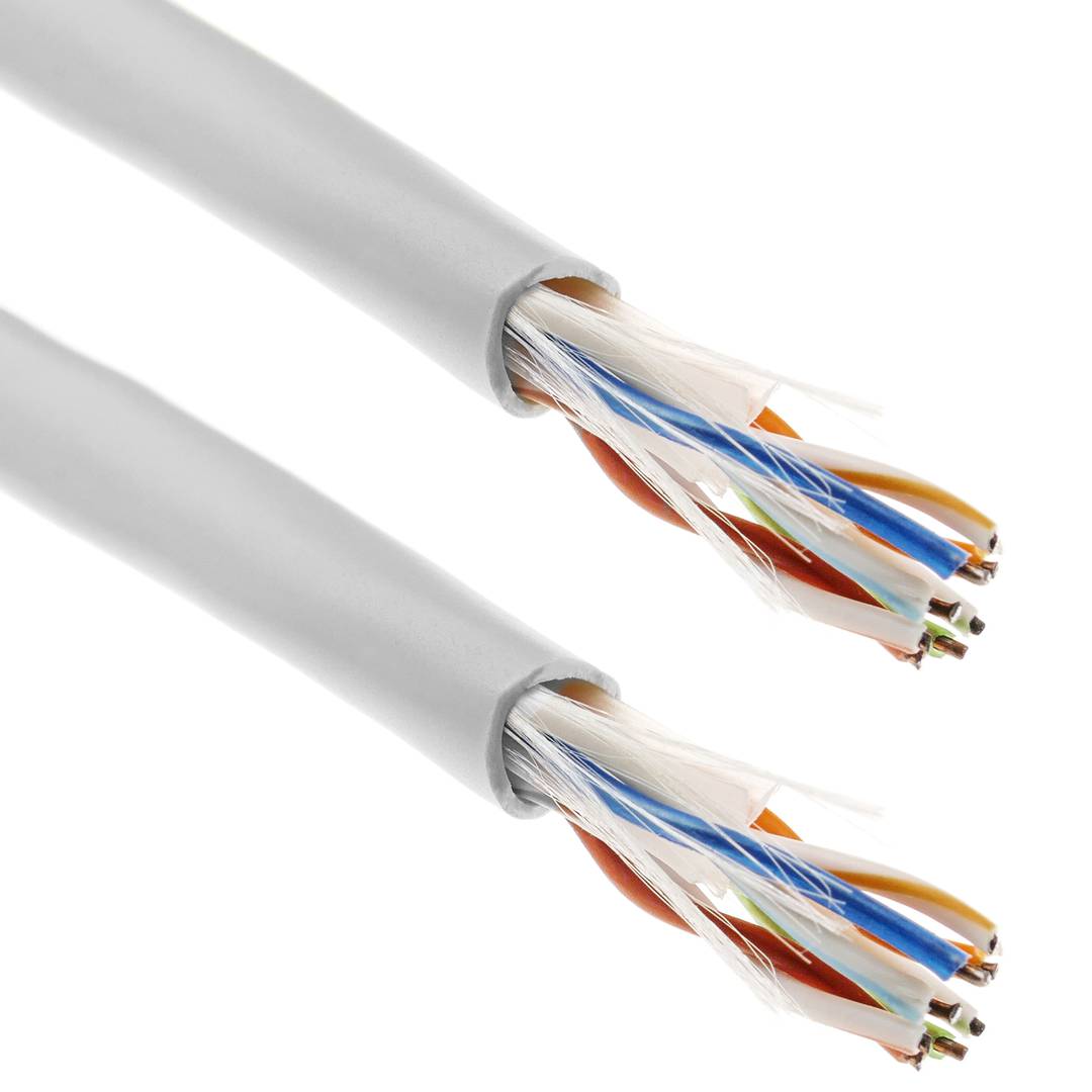 Bobina de cable de red ethernet Cat. 6 UTP CCA de 100 m rígido de color blanco