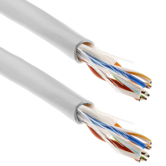 Bobina de cable de red ethernet Cat. 6 UTP CCA de 100 m rígido de color blanco