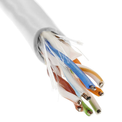 Bobina de cable de red ethernet Cat. 6 UTP CCA de 100 m rígido de color blanco
