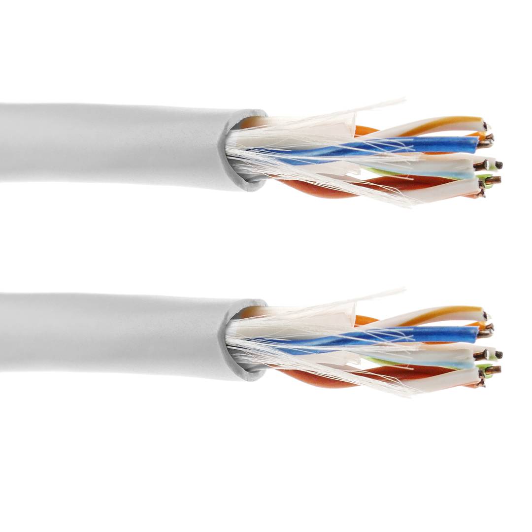 Bobina de cable de red ethernet Cat. 6 UTP CCA de 100 m rígido de color blanco
