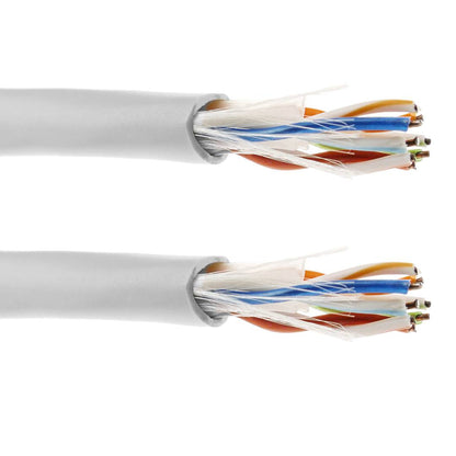 Bobina de cable de red ethernet Cat. 6 UTP CCA de 100 m rígido de color blanco