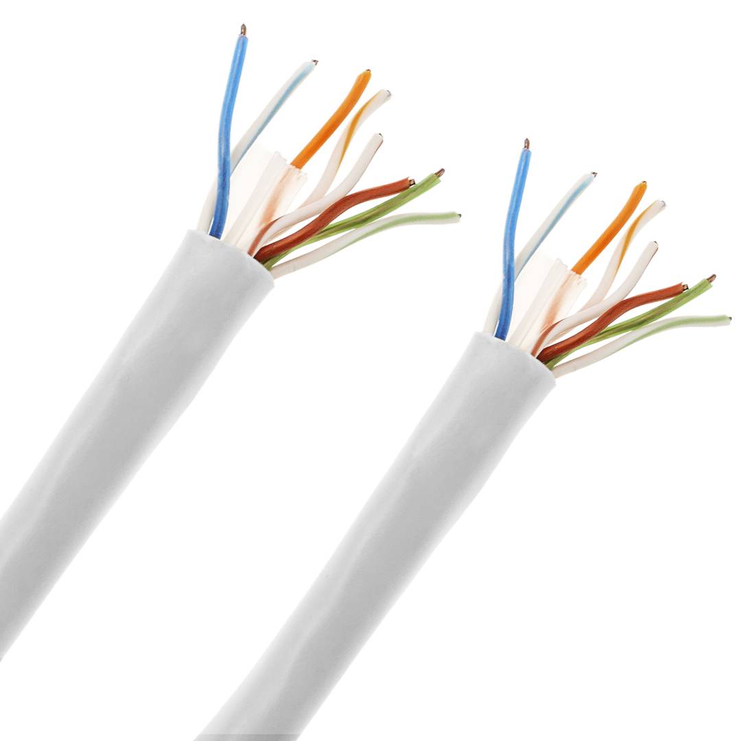 Bobina de cable de red ethernet Cat. 6 UTP CCA de 100 m rígido de color blanco