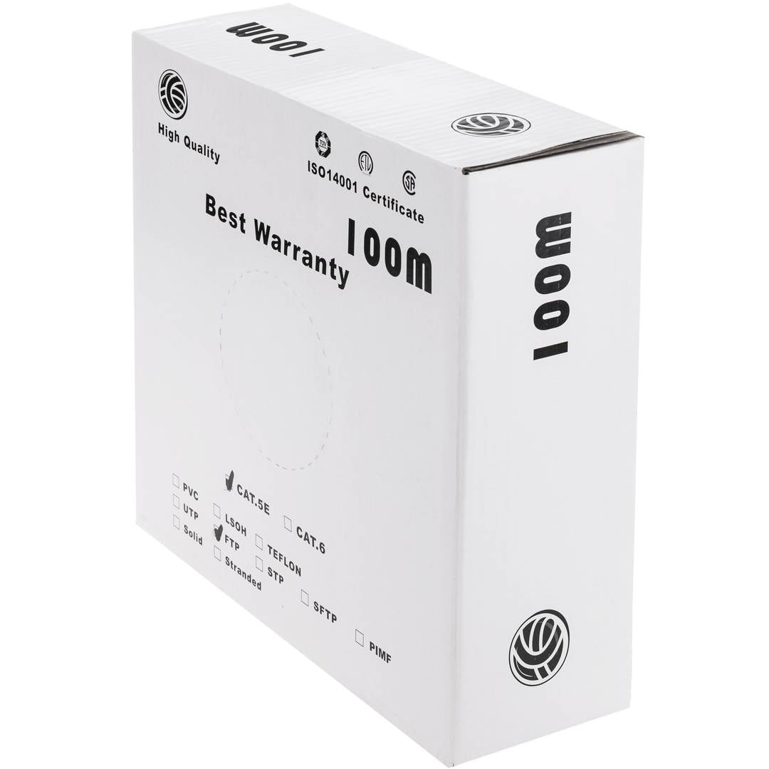 Bobina de cable de red ethernet Cat. 5e FTP CCA de 100 m flexible de color gris