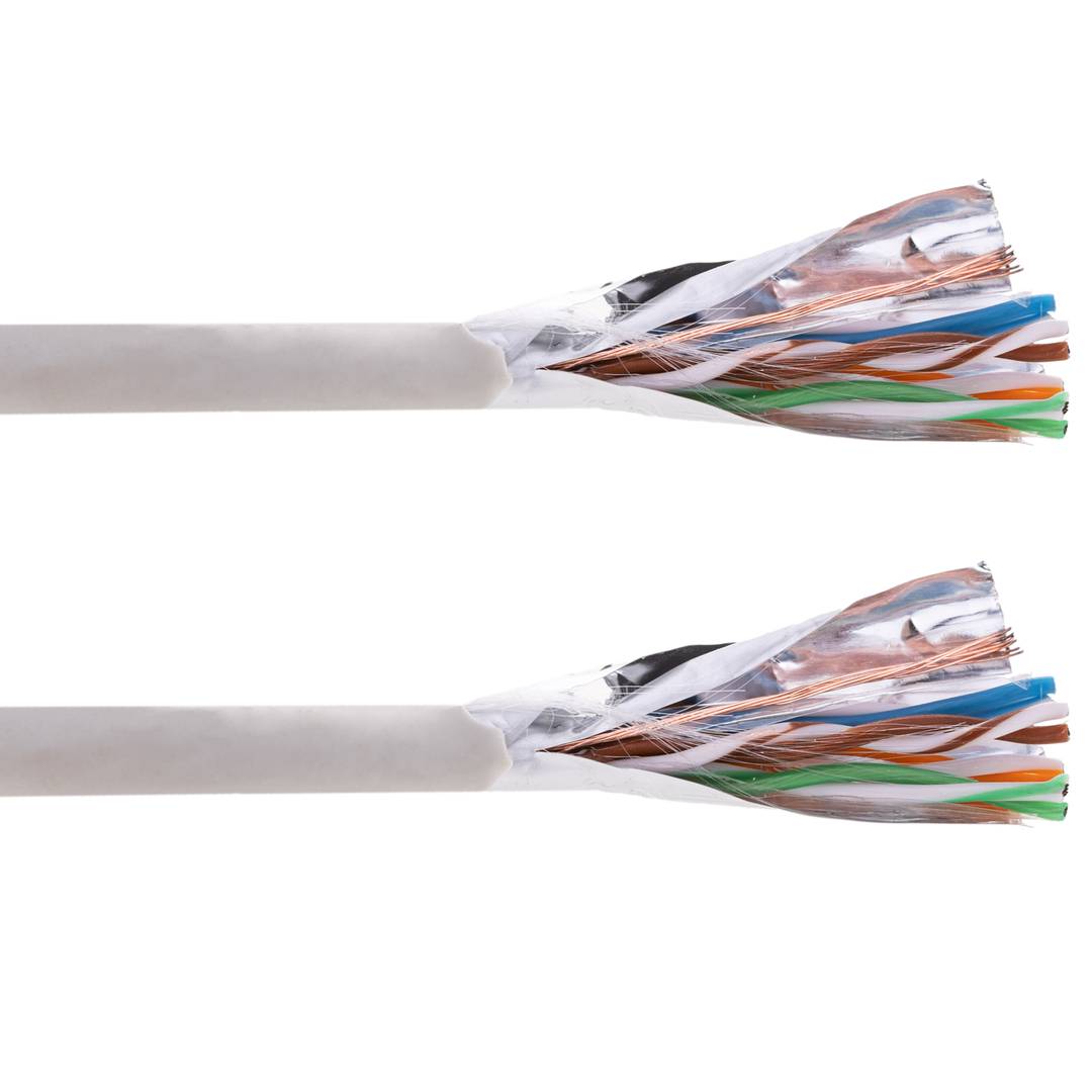 Bobina de cable de red ethernet Cat. 5e FTP CCA de 100 m flexible de color gris