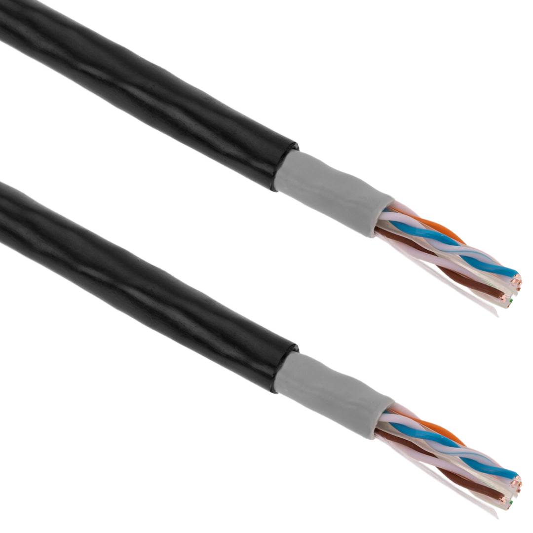 Bobina de cable de red ethernet Cat. 6 UTP CCA de 100 m de color negro para exterior