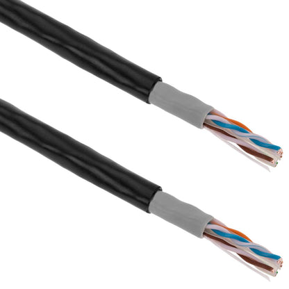 Bobina de cable de red ethernet Cat. 6 UTP CCA de 100 m de color negro para exterior