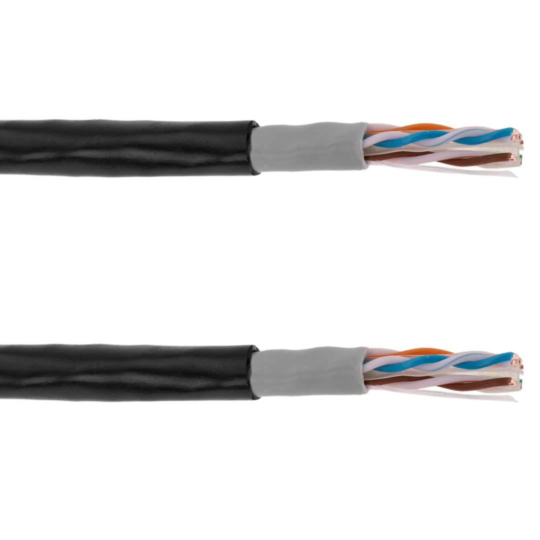 Bobina de cable de red ethernet Cat. 6 UTP CCA de 100 m de color negro para exterior