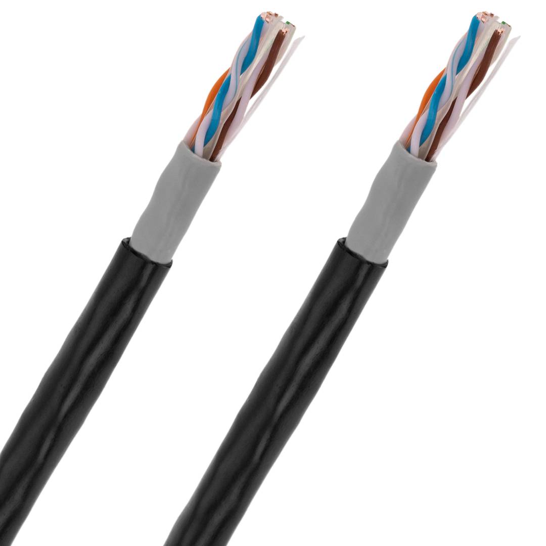 Bobina de cable de red ethernet Cat. 6 UTP CCA de 100 m de color negro para exterior