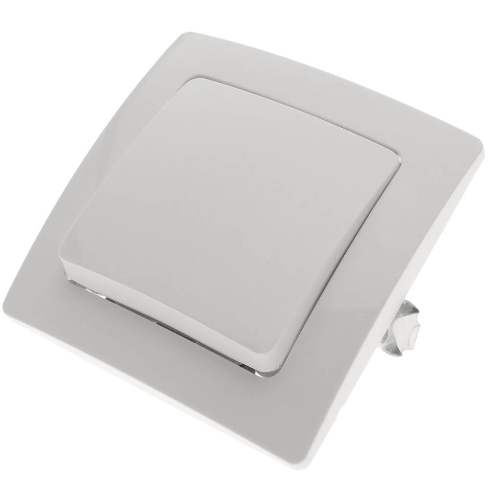 Pulsador empotrable con marco 80x80mm serie Lille de color blanco
