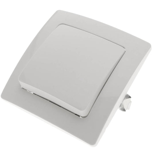Pulsador empotrable con marco 80x80mm serie Lille de color blanco