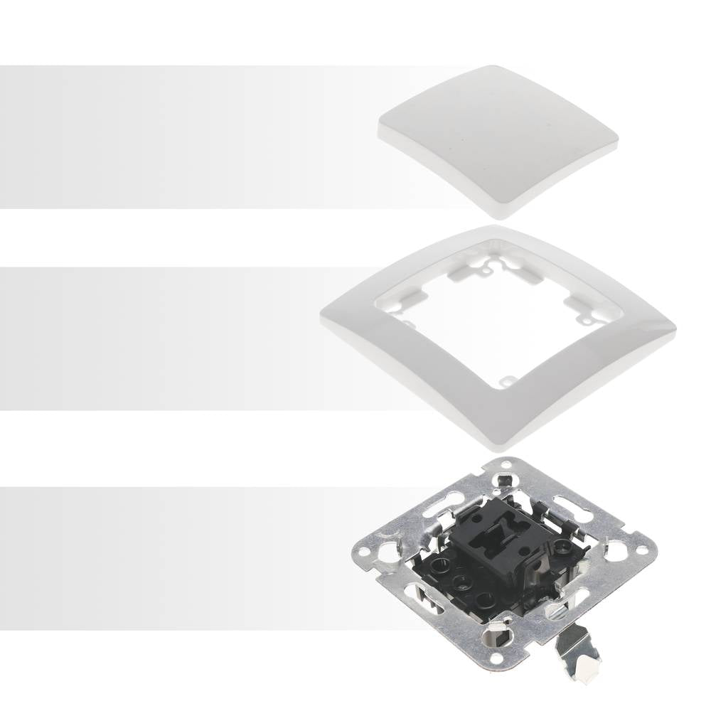 Pulsador empotrable con marco 80x80mm serie Lille de color blanco