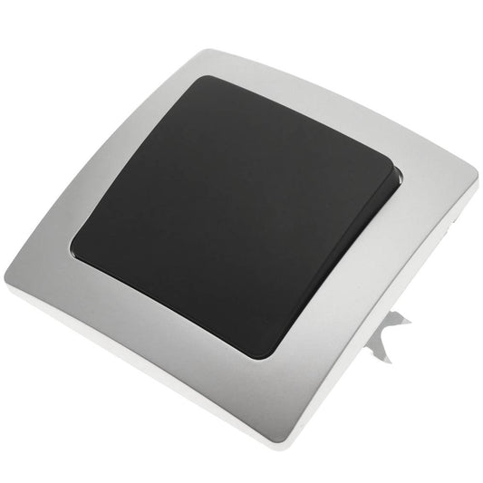 Conmutador empotrable con marco 80x80mm serie Lille de color plata y gris