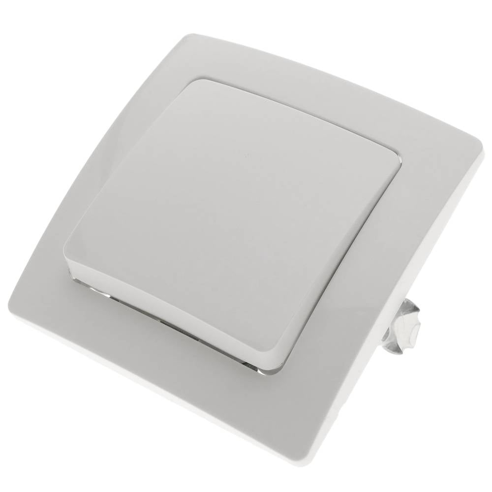 Conmutador empotrable con marco 80x80mm serie Lille de color blanco