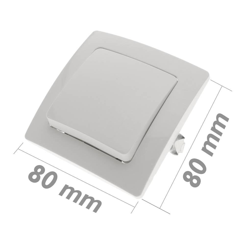 Conmutador empotrable con marco 80x80mm serie Lille de color blanco