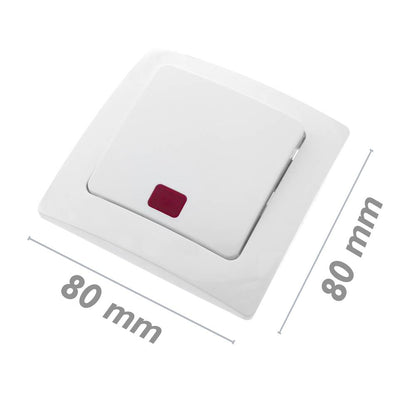 Conmutador luminoso empotrable con marco 80x80mm serie Lille de color blanco
