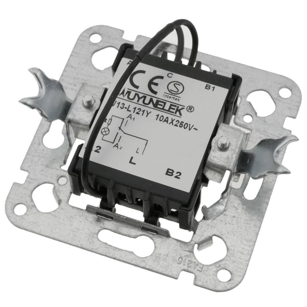 Conmutador luminoso empotrable con marco 80x80mm serie Lille de color blanco