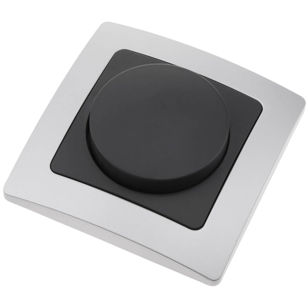 Regulador de luz empotrable con marco 80x80mm serie Lille de color plata y gris