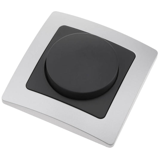 Regulador de luz empotrable con marco 80x80mm serie Lille de color plata y gris