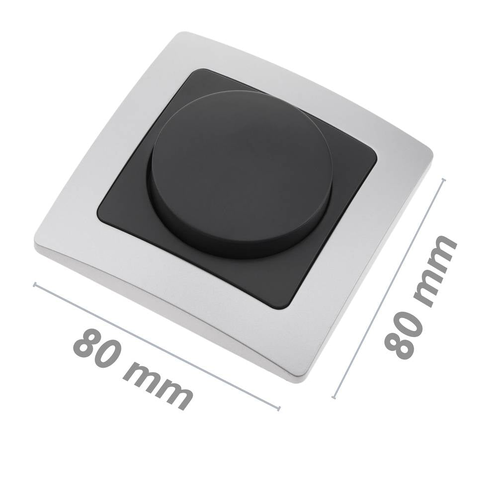 Regulador de luz empotrable con marco 80x80mm serie Lille de color plata y gris