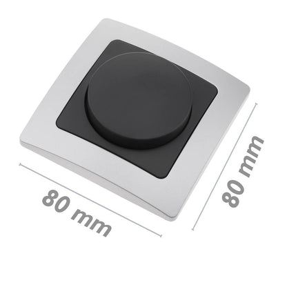 Regulador de luz empotrable con marco 80x80mm serie Lille de color plata y gris