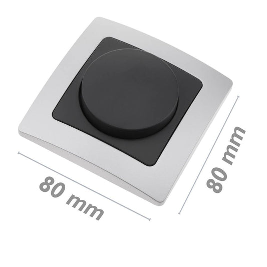 Regulador de luz empotrable con marco 80x80mm serie Lille de color plata y gris
