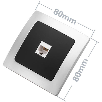 Base con toma de red RJ45 empotrable con marco 80x80mm serie Lille de color plata y gris