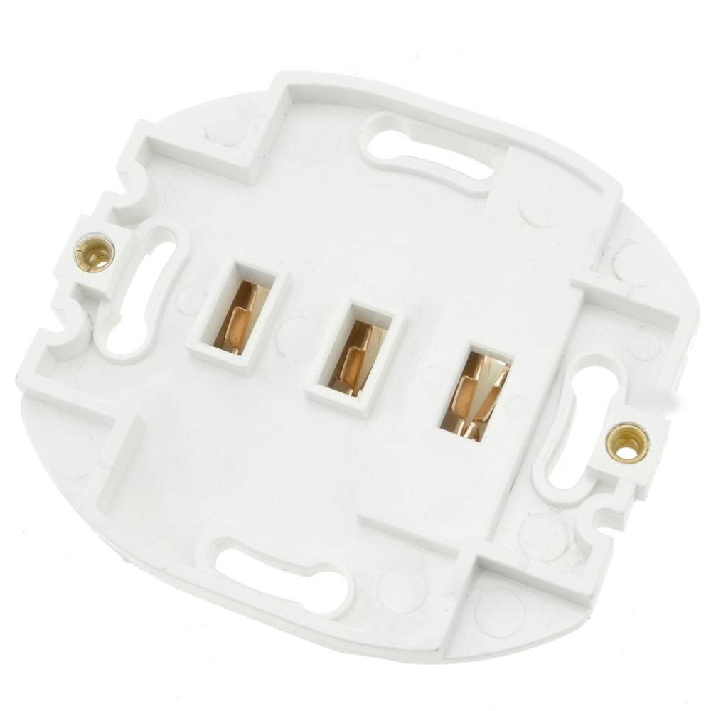 Base de enchufe 25A 2P+T para hornos y cocinas 80x80mm de color blanco