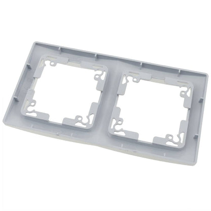 Marco doble para 2 mecanismos empotrables 150x80mm serie Lille de color plata y gris