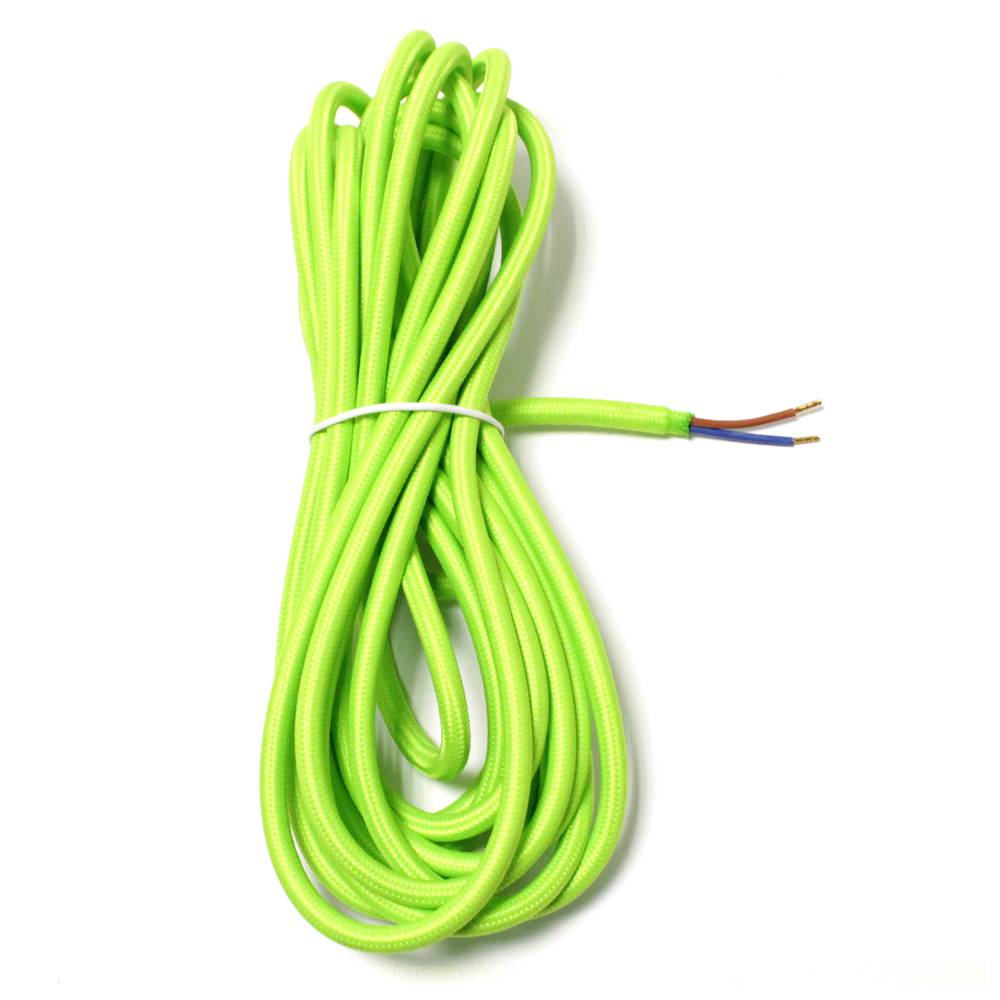 Cable eléctrico decorativo de tela 5m 2x0.75mm de color verde