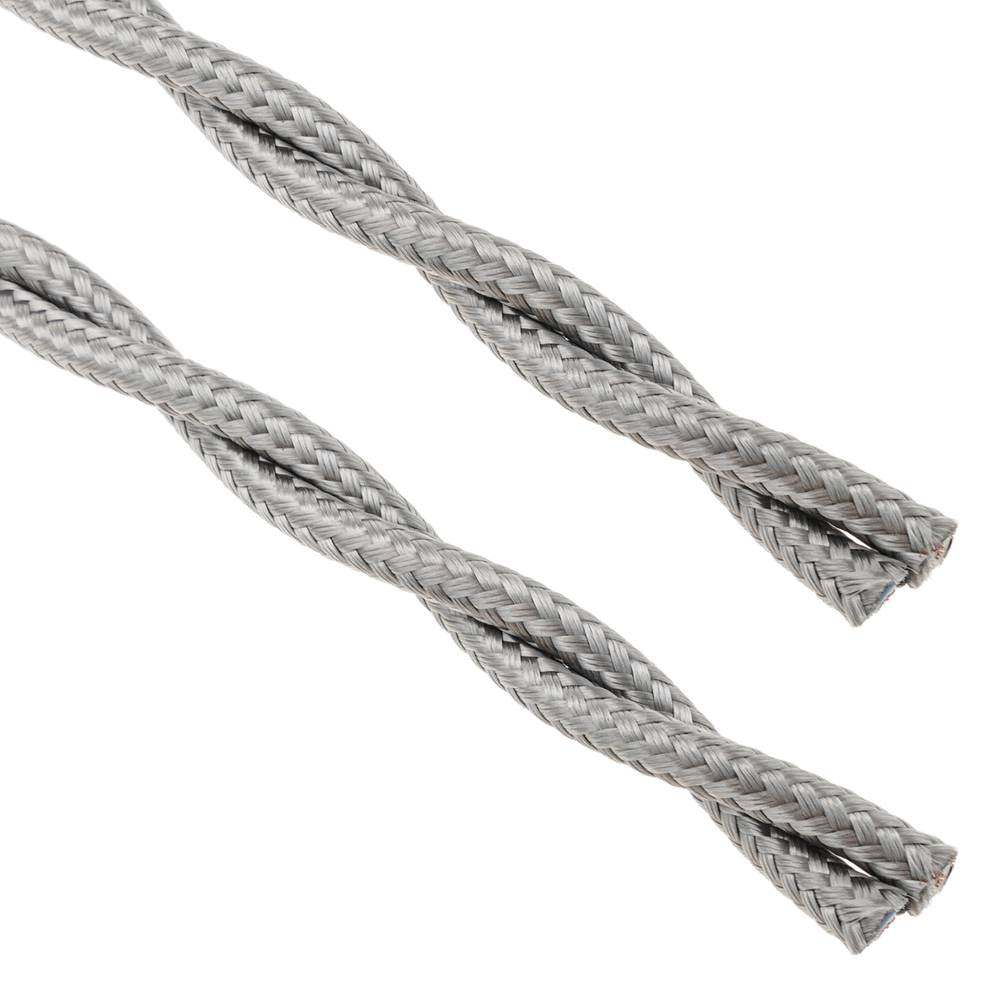 Cable eléctrico decorativo trenzado 25m 2x0.75mm de color gris plata