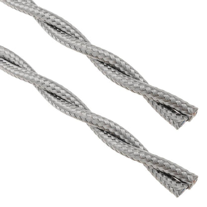 Cable eléctrico decorativo trenzado 25m 2x0.75mm de color gris plata