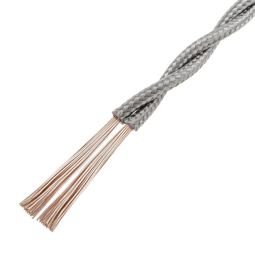 Cable eléctrico decorativo trenzado 25m 2x0.75mm de color gris plata