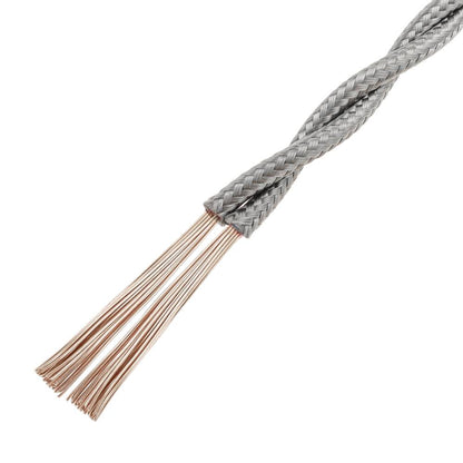 Cable eléctrico decorativo trenzado 25m 2x0.75mm de color gris plata