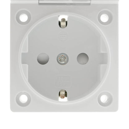 Base de enchufe schuko empotrable IP44 a tornillo con tapa de color blanco