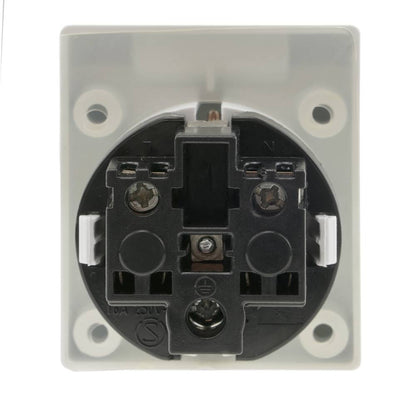 Base de enchufe schuko empotrable IP44 a tornillo con tapa de color blanco