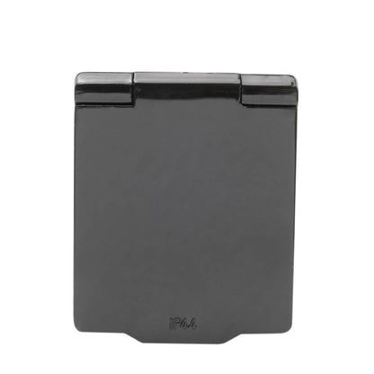 Base de enchufe schuko empotrable IP44 a tornillo con tapa de color negro