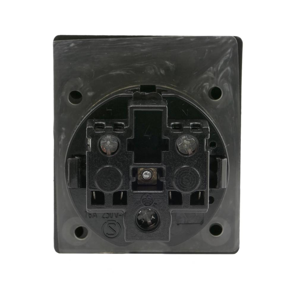 Base de enchufe schuko empotrable IP44 a tornillo con tapa de color negro